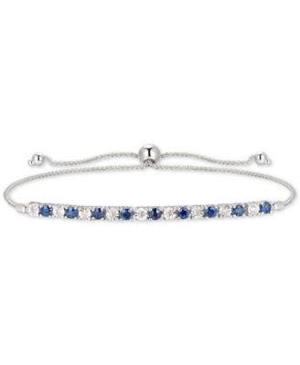 Macy's - Sapphire (1/2 ct. t.w.) & Diamond (1/20 ct. t.w.) Bolo Bracelet in 14k Gold (Also Available in Ruby & Emerald)