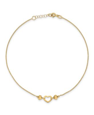 Macy's - Polished Heart Anklet in 14k Yellow Gold