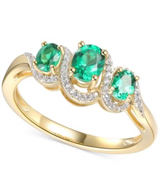 Macy's - Emerald (1/2 ct. t.w.) & Diamond (1/10 ct. t.w.) Ring in 14k Gold-Plated Sterling Silver