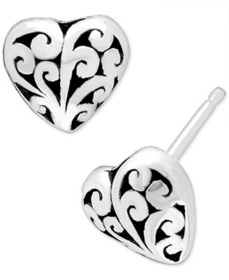 Lois Hill - Filigree Heart Stud Earrings in Sterling Silver