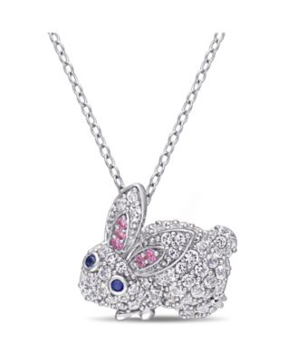 Macy's - Multi-Color Created Sapphire (1 1/10 ct. t.w.) Bunny Necklace in Sterling Silver