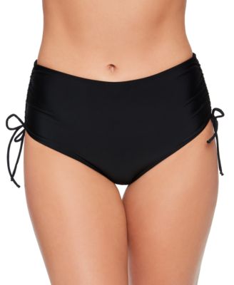 Salt + Cove - Solid Shirred-Side High-Waist Bikini Bottoms
