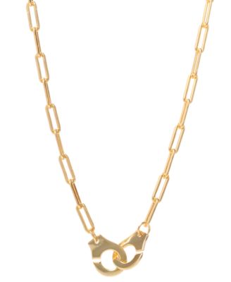 Giani Bernini - Handcuff Paperclip Link Pendant Necklace in 18k Gold-Plated Sterling Silver, 16" + 2" extender