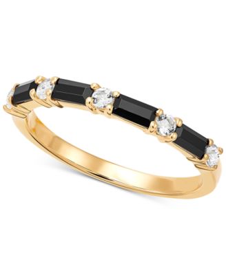 Macy's - Onyx & White Topaz (1/4 ct. t.w.) Stack Ring in 14k Gold