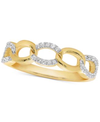 Macy's - Diamond Link Statement Ring (1/4 ct. t.w.) in 14k Gold-Plated Sterling Silver