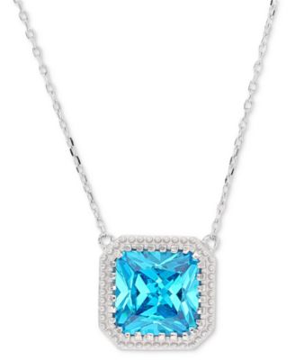 Macy's - Cubic Zirconia Cushion Pendant Necklace, 18" + 2" extender (Also in Nano Morganite)