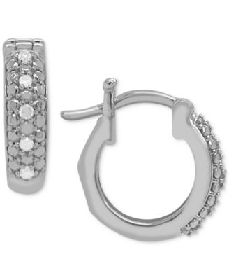 Macy's - Diamond Hoop Earrings (1/10 ct. t.w.) in Sterling Silver