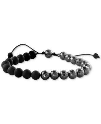 EFFY Collection - Men's Onyx & Hematite Beaded Black Cord Bolo Bracelet