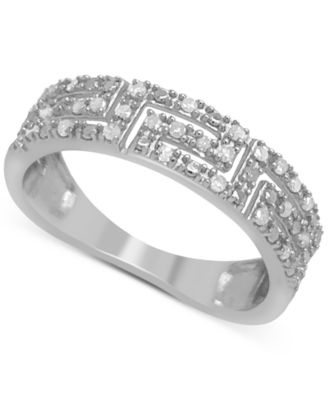 Macy's - Diamond Greek Key Ring (1/6 ct. t.w.) in Sterling Silver