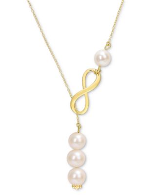Macy's - Cultured Freshwater Pearl (8-9mm) Infinity 18" Lariat Necklace in 18k Gold-Plated Sterling Silver