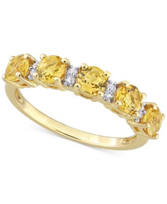 Macy's - Citrine (1-2/5 ct. t.w.) & White Topaz (1/8 ct. t.w.) Ring in Gold-Plated Sterling Silver