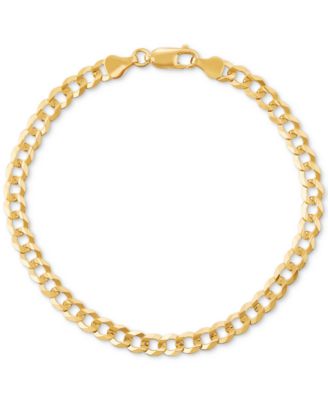 Macy's - Men's Concave Curb Link Chain Bracelet in 14k Gold-Plated Sterling Silver