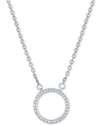 Macy's - Diamond Accent Circle Pendant Necklace in Sterling Silver, 16" + 2" extender