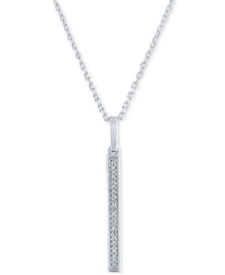 Macy's - Diamond Accent Vertical Bar Pendant Necklace in Sterling Silver, 16" + 2" extender
