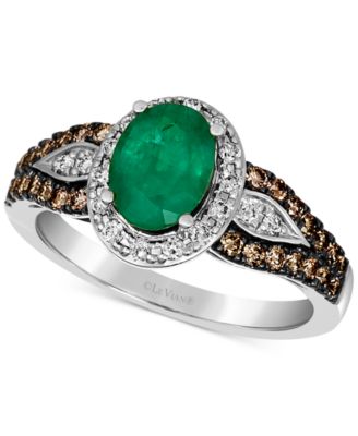 Le Vian - Emerald (7/8 ct. t.w.) & Diamond (1/2 ct. t.w.) Halo Ring in 14k White Gold