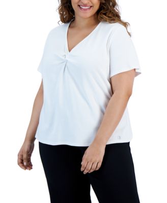 Calvin Klein - Plus Size V-Neck Short-Sleeve Top