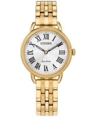 Citizen - Women's Crystal Gold-Tone Stainless Steel Bracelet Watch 29mm