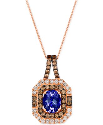 Le Vian - Blueberry Tanzanite (1-3/4 ct. t.w.) & Diamond (1-1/10 ct. t.w.) Pendant Necklace in 14k Rose Gold, 18" + 2" extender
