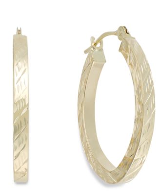 Macy's - Textured Oval Hoop Earrings in 10k Gold