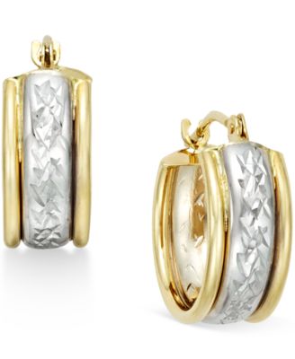 Macy's - Diamond-Cut Hoop Earrings in 10k Two-Tone Gold