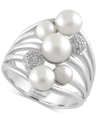 EFFY Collection - Cultured Freshwater Pearl (4mm) and Diamond Accent Ring in Sterling Silver