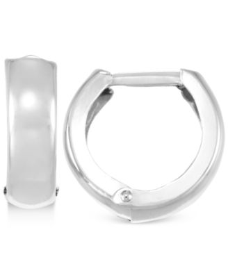 Macy's - Polished Wide Huggy Hoop Earrings in 10k White Gold