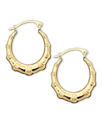 Macy's - 10k Gold Hoop Earrings, Small Bamboo