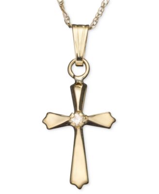 Macy's - Children's 14k Gold Pendant, Diamond Accent Cross