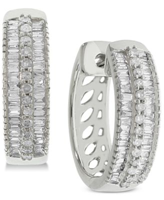 Macy's - Diamond Hoop Earrings (1/2 ct. t.w.) in Sterling Silver