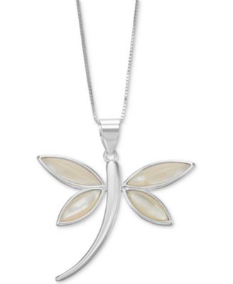 Macy's - Mother-of-Pearl Dragonfly 18" Pendant Necklace in Sterling Silver