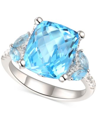 Macy's - Blue Topaz (5 ct. t.w.) & White Topaz (1/4 ct. t.w.) Ring in Sterling Silver