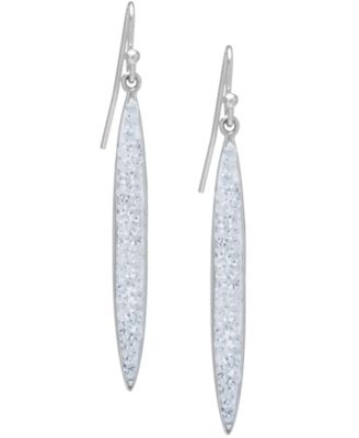 Giani Bernini - Pave Crystal Elongated Drop Wire Earrings Set in Sterling Silver. Available in Clear or Multi