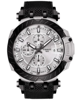 Tissot - Men's Swiss Automatic Chronograph T-Race Black Rubber Strap Watch 48.8mm