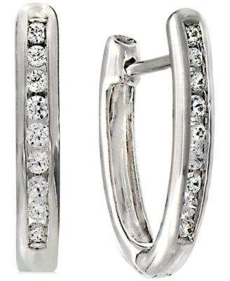Macy's - Diamond Extra Small Hoop Earrings (1/6 ct. t.w.) in 10k White Gold, 0.43"