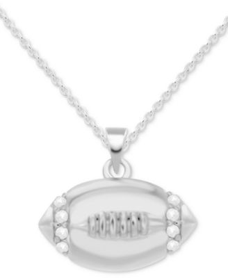 Macy's - Diamond Football 18" Pendant Necklace (1/10 ct. t.w.) in Sterling Silver