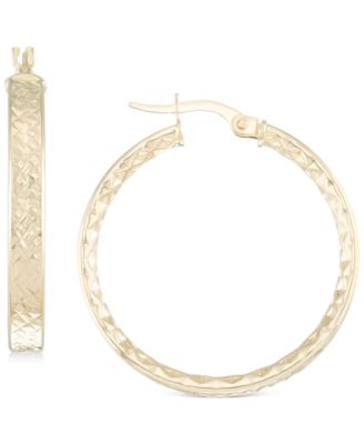 Macy's - Textured Small Hoop Earrings in 10k Gold, 1"