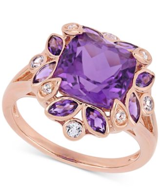 Macy's - Amethyst (3 ct. t.w.) & White Topaz (1/5 ct. t.w.) Ring in 18k Rose Gold-Plated Sterling Silver