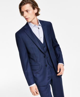 Calvin Klein - Men's Slim-Fit Stretch Gray Sharkskin Suit Jacket