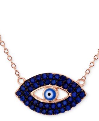 Macy's - Cubic Zirconia & Enamel Evil Eye Pendant Necklace in 14k Rose Gold-Plated Sterling Silver, 16" + 1" extender