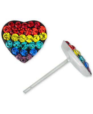 Giani Bernini - Crystal Rainbow Heart Stud Earrings in Sterling Silver