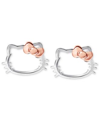 Macy's - Hello Kitty Open Stud Earrings in Sterling Silver & 14k Rose Gold-Plate