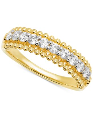 Macy's - Diamond Beaded Edge Band (1/2 ct. t.w.) in 14k Gold