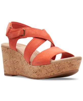 Clarks - Women's Rose Way Crisscross Cork-Wedge Sandals