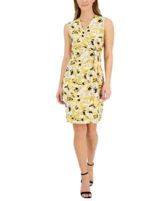 Kasper - Women's Signature Floral-Print Sleeveless Wrap-Style Dress