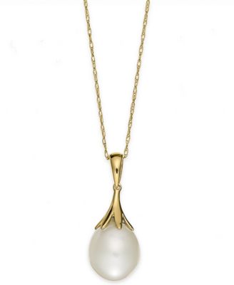 Macy's - Cultured Freshwater Pearl Claw Pendant Necklace set in 14k White Gold, 14k Yellow Gold or 14K Rose Gold