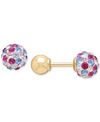 Macy's - Pink and Blue Crystal Reversible Earrings in 14k Gold