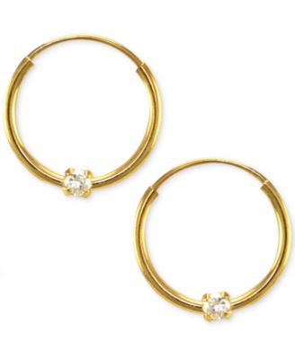 Macy's - Children's Cubic Zirconia Accent Hoop Earrings in 14k Gold, 12mm