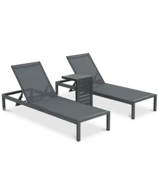 Noble House - Westlake Outdoor Chaise Lounge and C-Shaped Side Table, Quick Ship