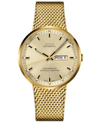 Mido - Men's Swiss Automatic Commander II Cosc Gold-Tone PVD Stainless Steel Bracelet Watch 42mm