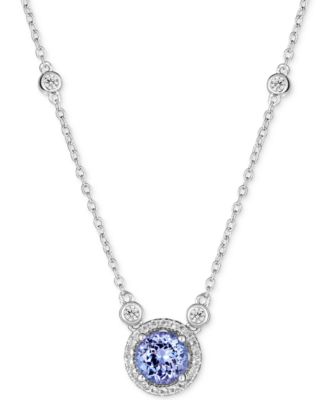 Macy's - Gemstone and White Topaz (1/2 ct. t.w.) 18" Pendant Necklace in Sterling Silver